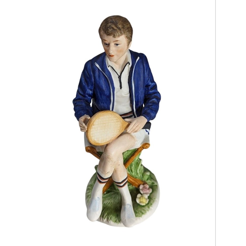 Ardalt Tennis Man Figurine Bisque Racket Broken Damaged